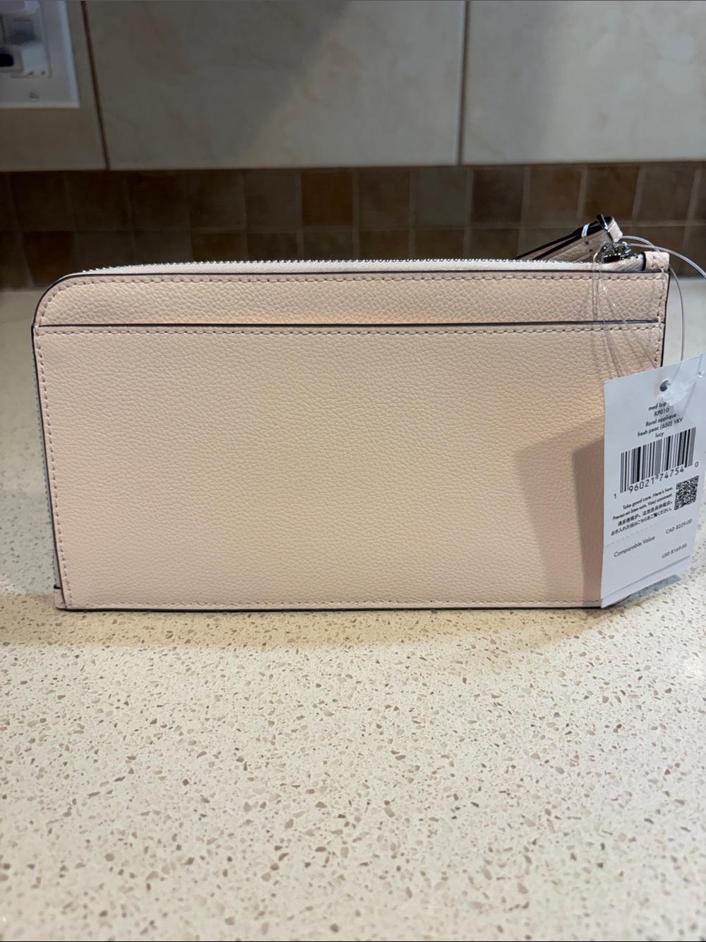Kate Spade Lucy NWT Peach Pebbled Leather with Leather Floral Appliqué MSRP $169 - Picture 7 of 10
